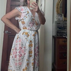 Floral Wrap Dress in Pink and Yellow